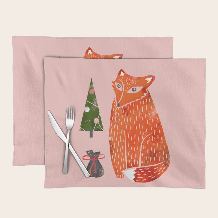Christmas fox - illustration Placemat Gallery Image 1