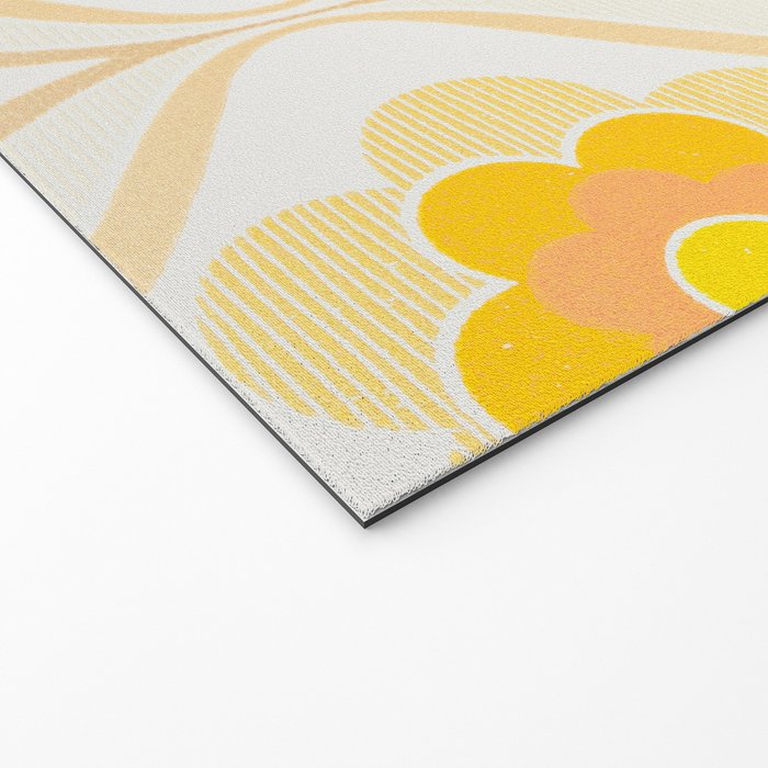 Vintage 70s Yellow Floral Pattern Welcome Mat Gallery Image 2