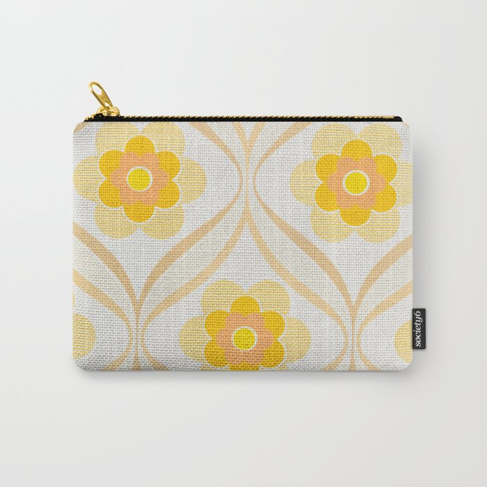 Vintage 70s Yellow Floral Pattern Carry All Pouch Gallery Image 1
