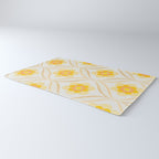 Vintage 70s Yellow Floral Pattern Rug Gallery Image 3