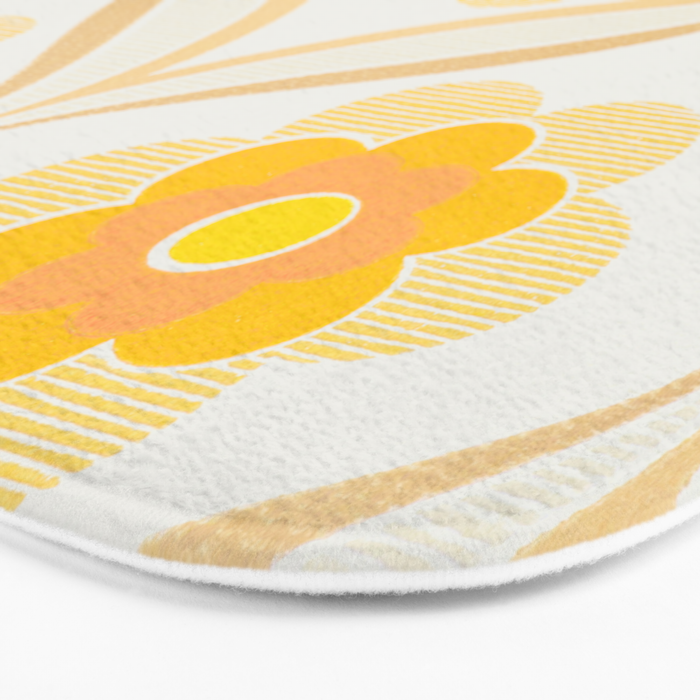 Vintage 70s Yellow Floral Pattern Bath Mat Gallery Image 3