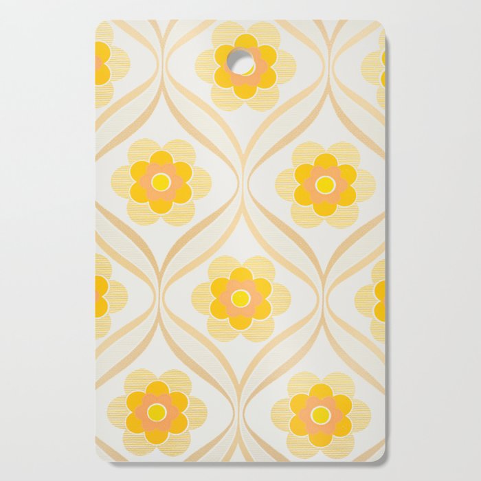 Vintage 70s Yellow Floral Pattern Cutting Board Gallery Image 1