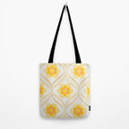 Vintage 70s Yellow Floral Pattern Tote Bag Gallery Image 2