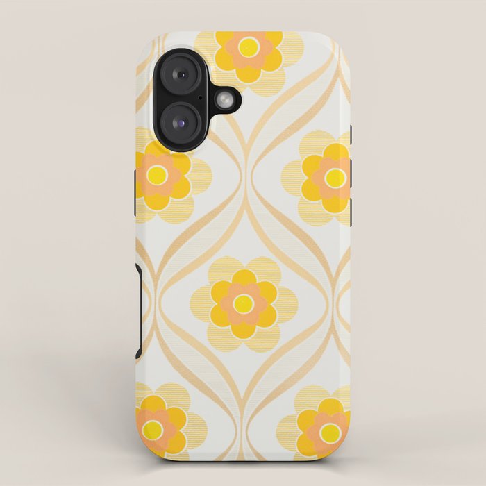 Vintage 70s Yellow Floral Pattern iPhone Case Gallery Image 1