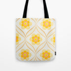 Vintage 70s Yellow Floral Pattern Tote Bag Gallery Image 1