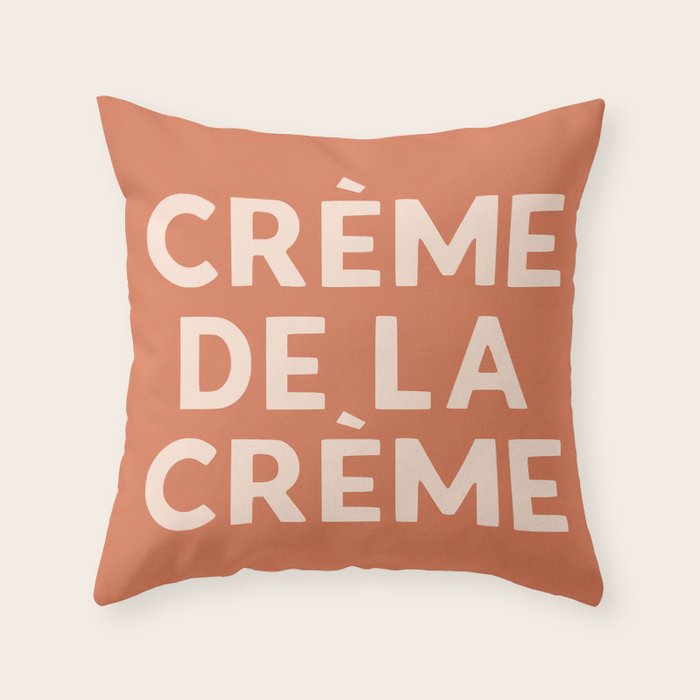 Creme de la Creme French Retro Hand Lettering Throw Pillow Gallery Image 1