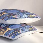 Music to my eyes // oxford navy blue background gold textured musical instruments blue indoor plants coral music notes Pillow Sham Gallery Image 3