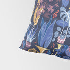 Music to my eyes // oxford navy blue background gold textured musical instruments blue indoor plants coral music notes Pillow Sham Gallery Image 4