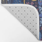 Music to my eyes // oxford navy blue background gold textured musical instruments blue indoor plants coral music notes Bath Mat Gallery Image 2