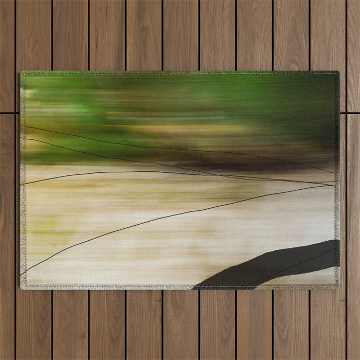 Forest, Water, Lines - abstract nature photograph long explosure Outdoor Rug Gallery Image 1