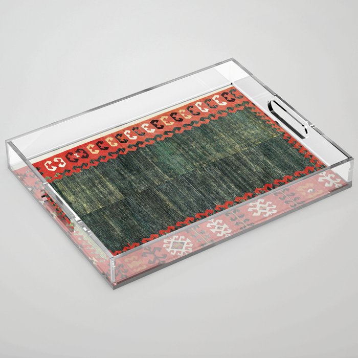 Cappadocian Central  Anatolian Antique Turkish Kilim Print Acrylic Tray Gallery Image 1