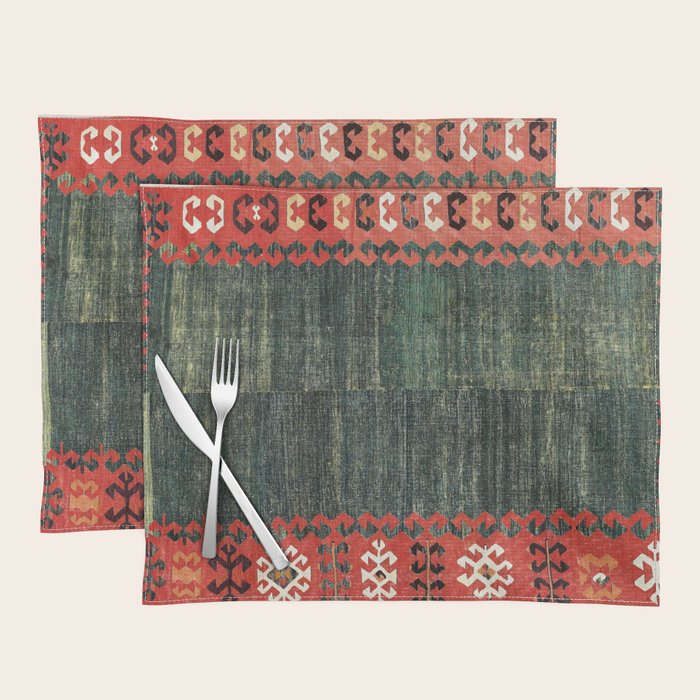 Cappadocian Central  Anatolian Antique Turkish Kilim Print Placemat Gallery Image 1