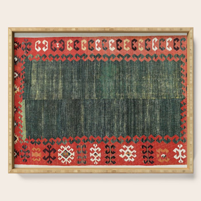 Cappadocian Central  Anatolian Antique Turkish Kilim Print Serving Tray Gallery Image 1