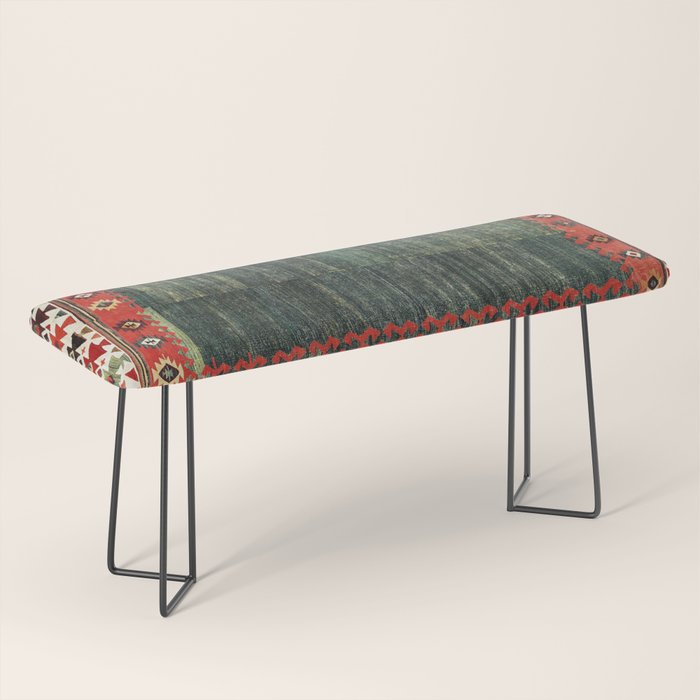 Cappadocian Central  Anatolian Antique Turkish Kilim Print Bench Gallery Image 1