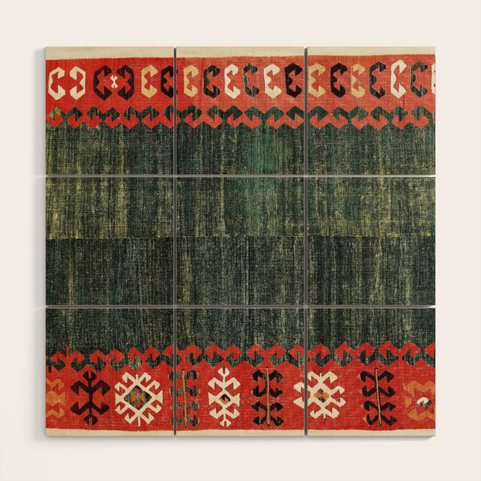Cappadocian Central  Anatolian Antique Turkish Kilim Print Wood Wall Art Gallery Image 1