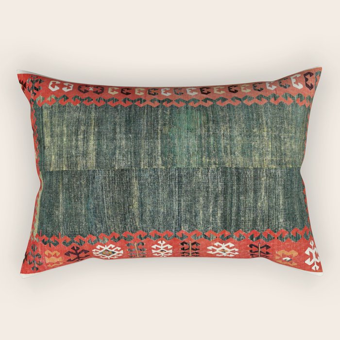 Cappadocian Central  Anatolian Antique Turkish Kilim Print Rectangular Pillow Gallery Image 2