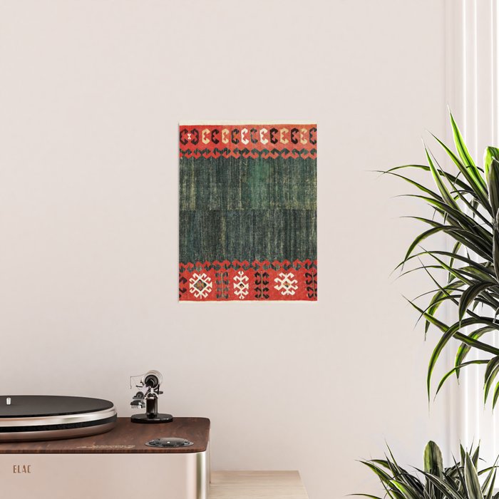 Cappadocian Central  Anatolian Antique Turkish Kilim Print Poster Gallery Image 2