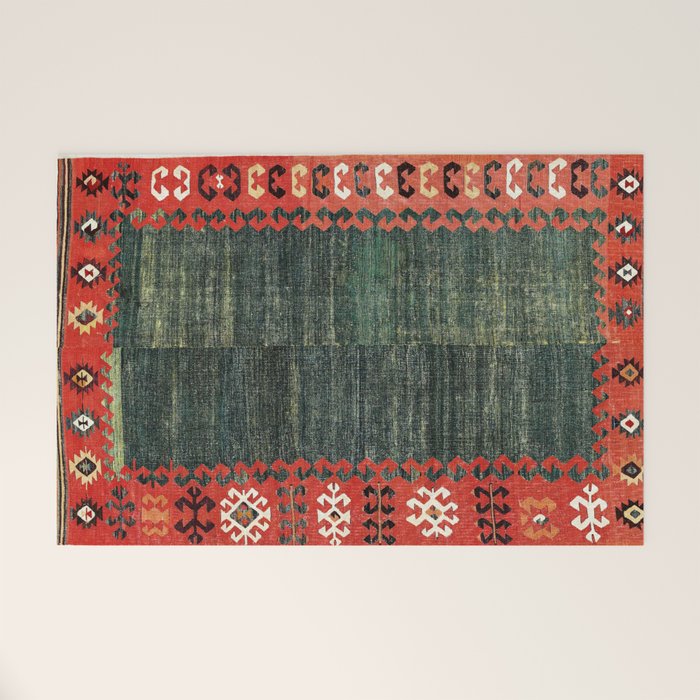 Cappadocian Central  Anatolian Antique Turkish Kilim Print Welcome Mat Gallery Image 1