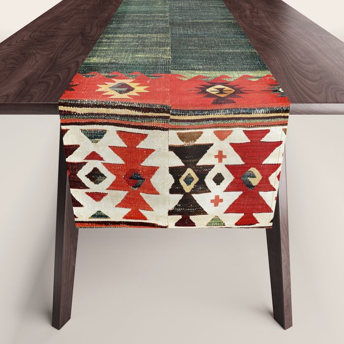 Cappadocian Central  Anatolian Antique Turkish Kilim Print Table Runner Gallery Image 1
