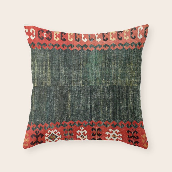 Cappadocian Central  Anatolian Antique Turkish Kilim Print Throw Pillow Gallery Image 1