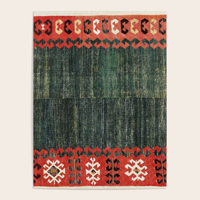 Cappadocian Central  Anatolian Antique Turkish Kilim Print Poster Gallery Image 4