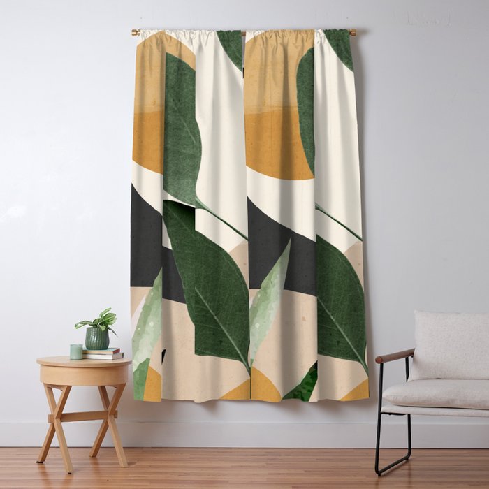 Abstract Art Tropical Leaves 8 Window Curtain Gallery Image 5