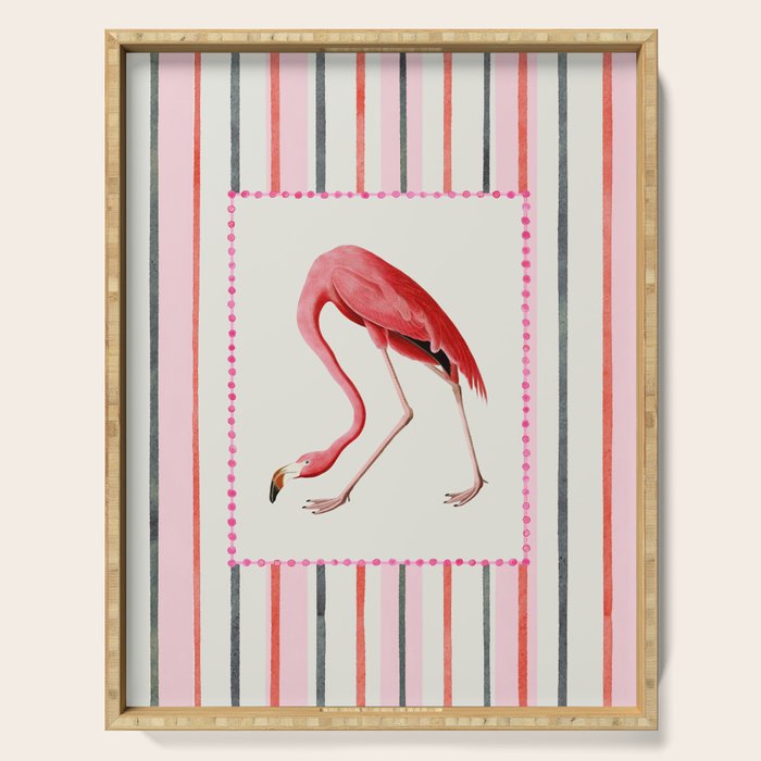 Stripey Pink Flamingo Serving Tray Gallery Image 1