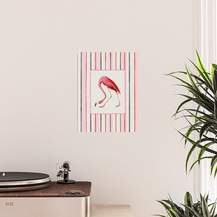 Stripey Pink Flamingo Poster Gallery Image 2