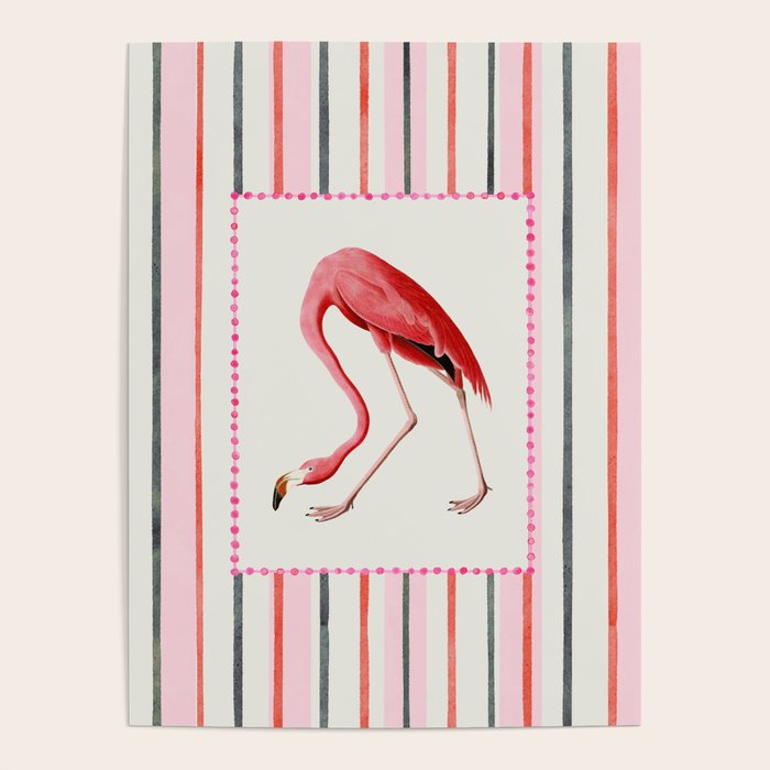 Stripey Pink Flamingo Poster Gallery Image 4