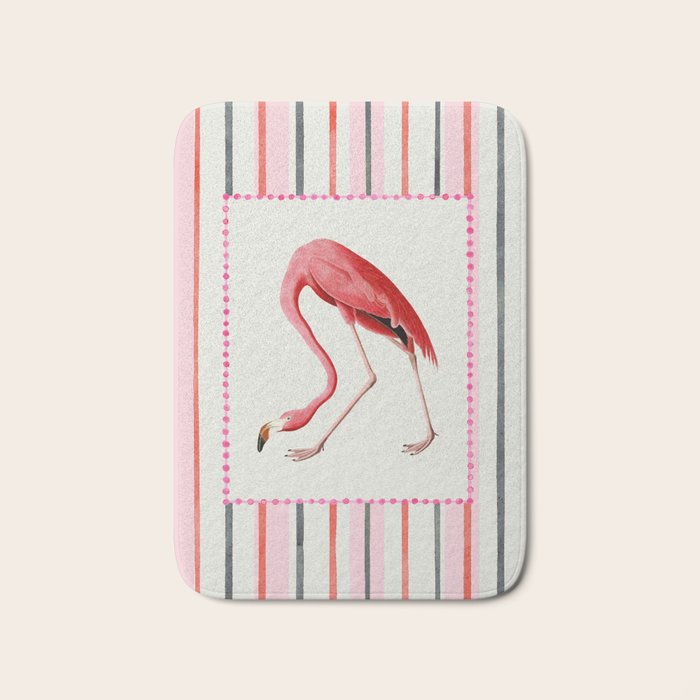 Stripey Pink Flamingo Bath Mat Gallery Image 1