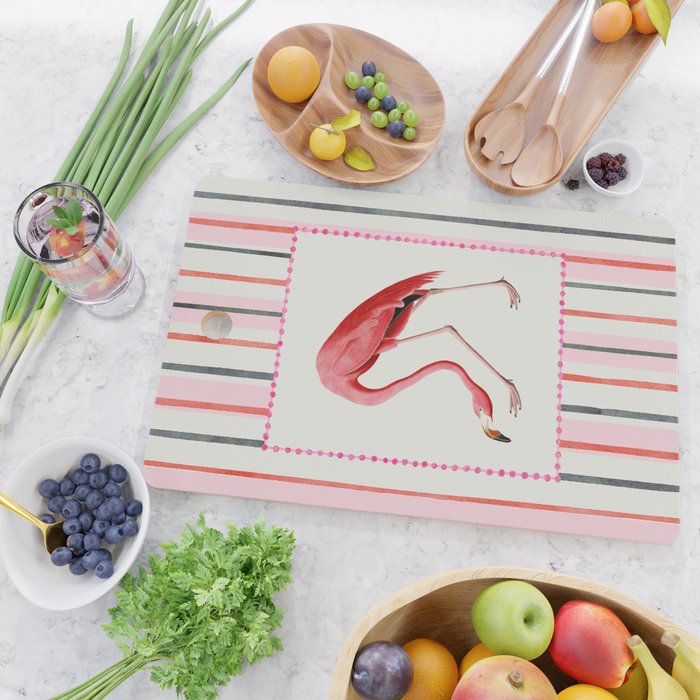 Stripey Pink Flamingo Cutting Board Gallery Image 2
