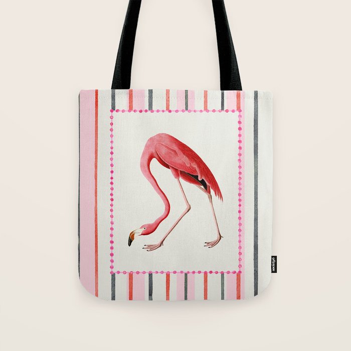 Stripey Pink Flamingo Tote Bag Gallery Image 1