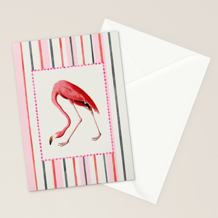 Stripey Pink Flamingo Stationery Card Gallery Image 2