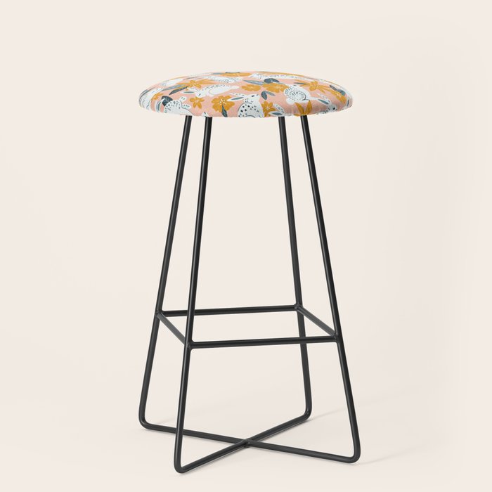 Bunnies & Blooms - Teal & Blush Stool Gallery Image 1