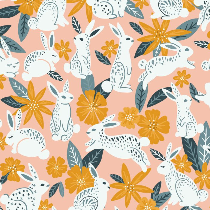 Bunnies & Blooms - Teal & Blush Coffee Mug Gallery Image 2