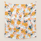 Bunnies & Blooms - Teal & Blush Wall Tapestry Gallery Image 4