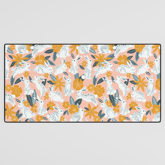 Bunnies & Blooms â Teal & Blush Desk Mat Gallery Image 3