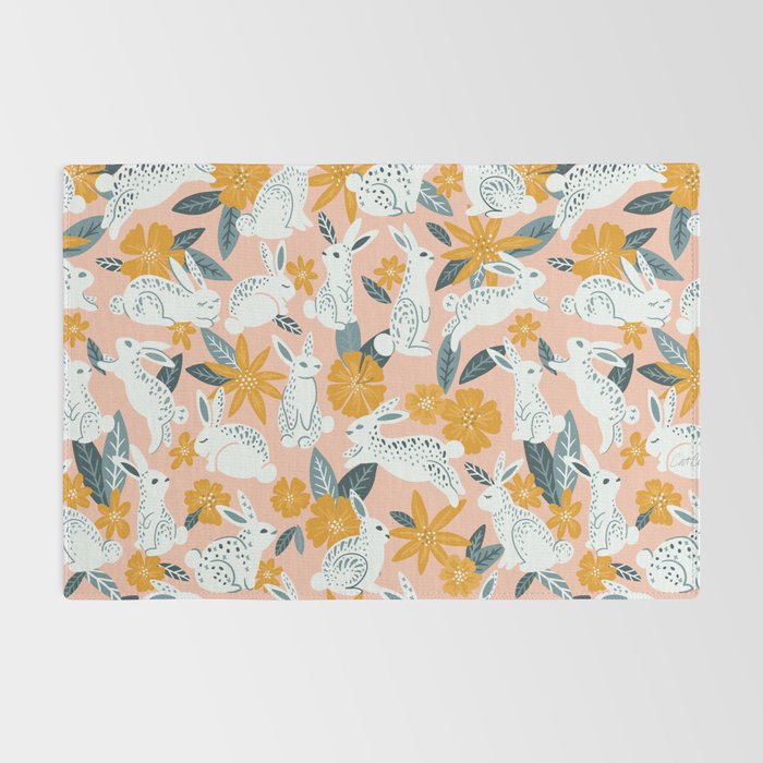 Bunnies & Blooms - Teal & Blush Rug Gallery Image 2