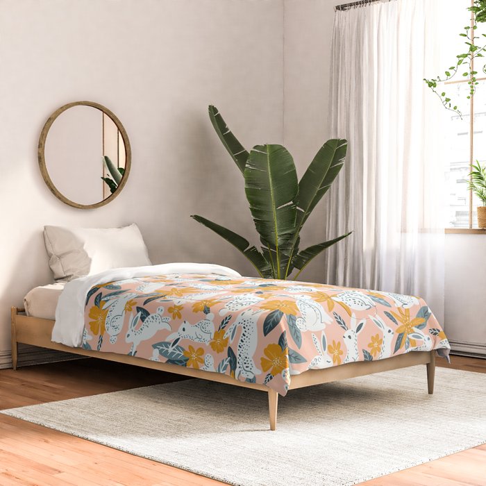 Bunnies & Blooms â Teal & Blush Comforter Gallery Image 2