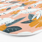 Bunnies & Blooms - Teal & Blush Bath Mat Gallery Image 3