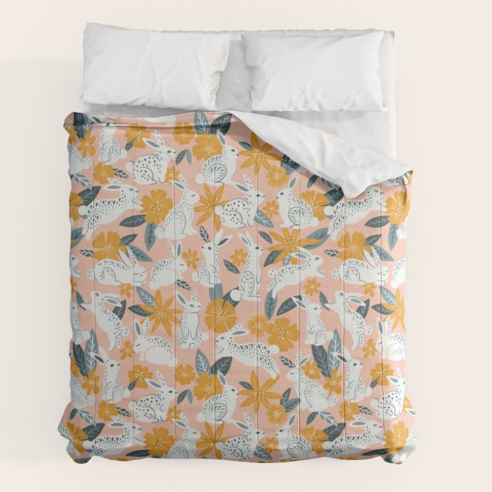 Bunnies & Blooms â Teal & Blush Comforter Gallery Image 7