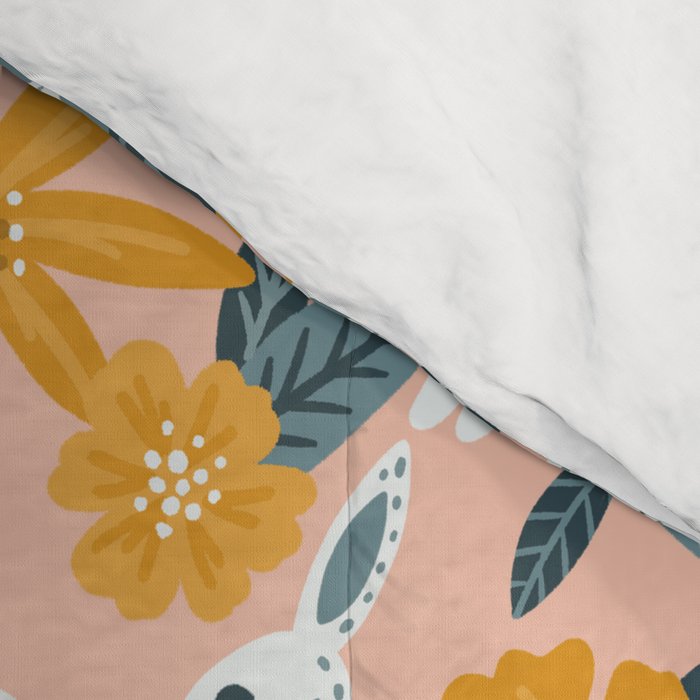 Bunnies & Blooms â Teal & Blush Comforter Gallery Image 4