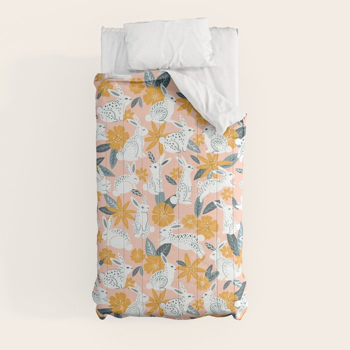 Bunnies & Blooms â Teal & Blush Comforter Gallery Image 9
