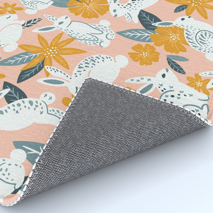 Bunnies & Blooms - Teal & Blush Rug Gallery Image 4