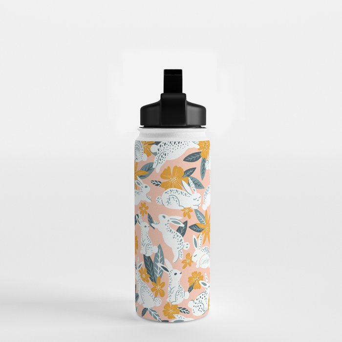 Bunnies & Blooms - Teal & Blush Water Bottle Gallery Image 2