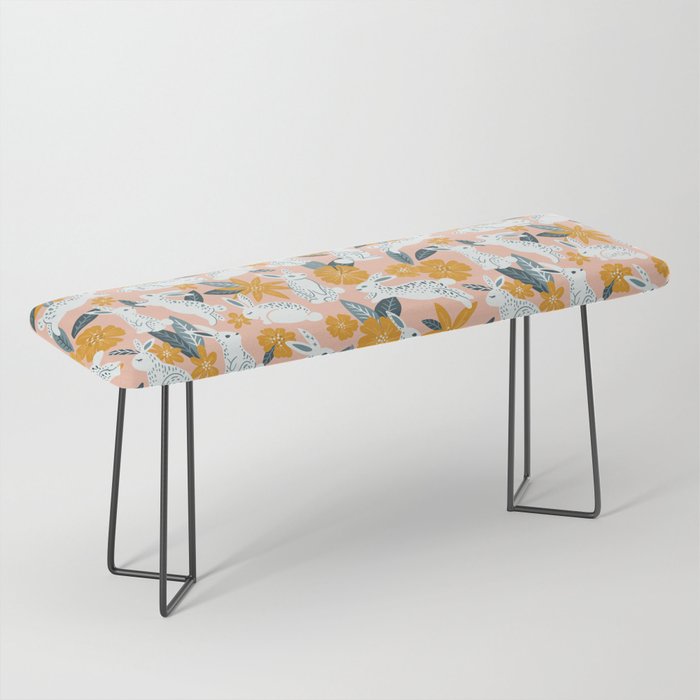 Bunnies & Blooms - Teal & Blush Bench Gallery Image 1
