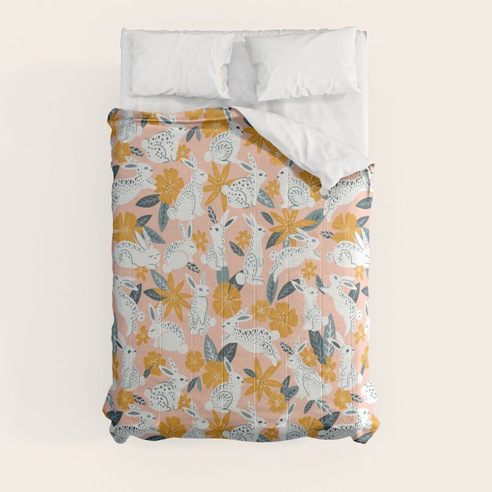 Bunnies & Blooms â Teal & Blush Comforter Gallery Image 8