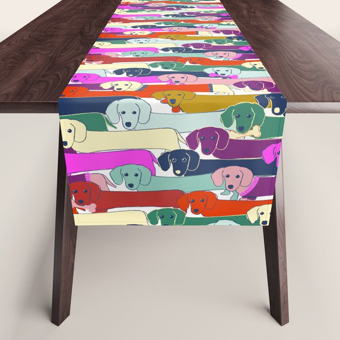 colored doggie pattern Table Runner Gallery Image 1