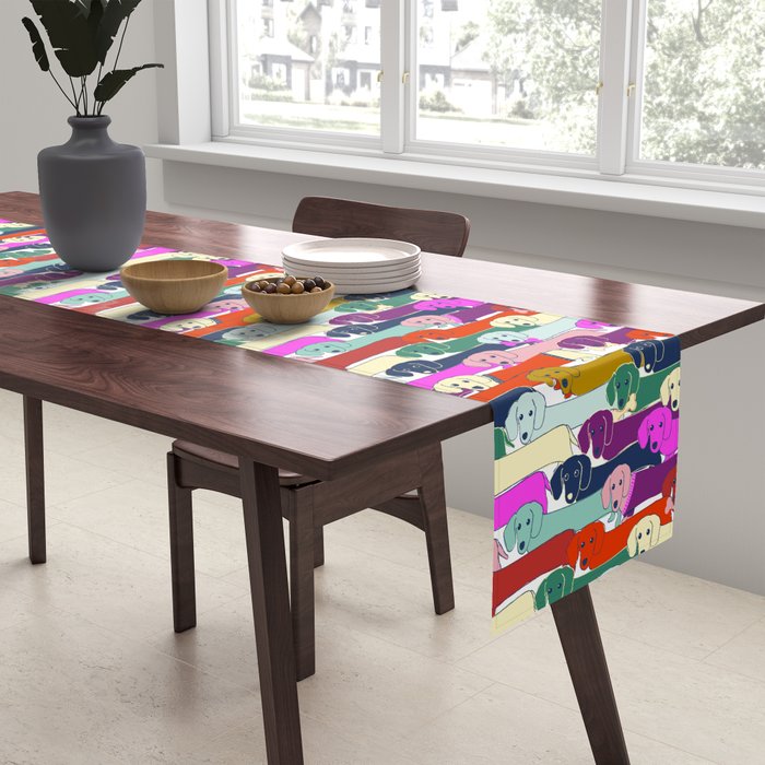 colored doggie pattern Table Runner Gallery Image 2