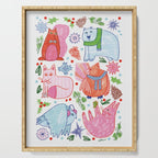Winter Forest Woodland Animals in Pink & Blue Serving Tray Gallery Image 1